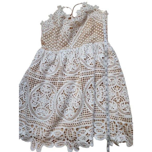 Two Sisters The Label Coquette Eyelet Mini Dress Womens Size 10 White Annabelle - Picture 9 of 9